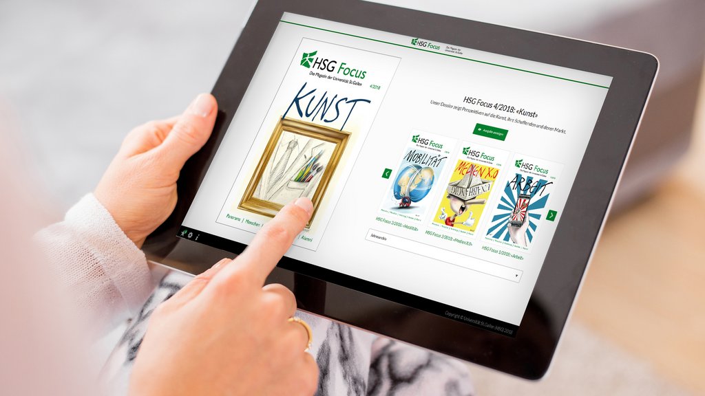 Sample news website on digital tablet. Contents are all made up.